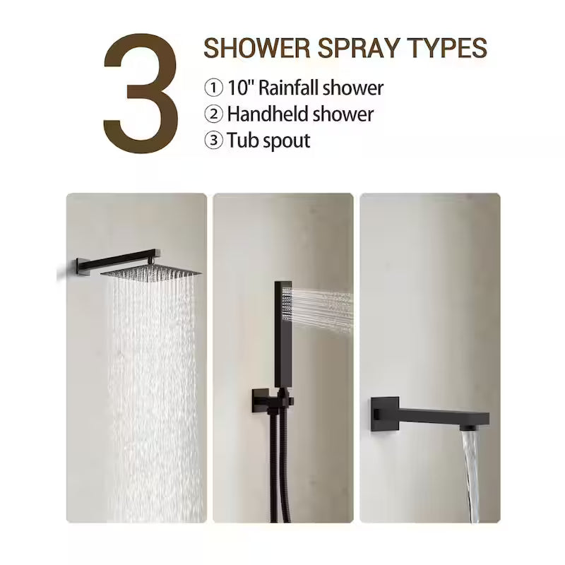 10 in. Wall Mount Shower Head and Tub Faucet 2.5 GPM Matte Black Z94968
