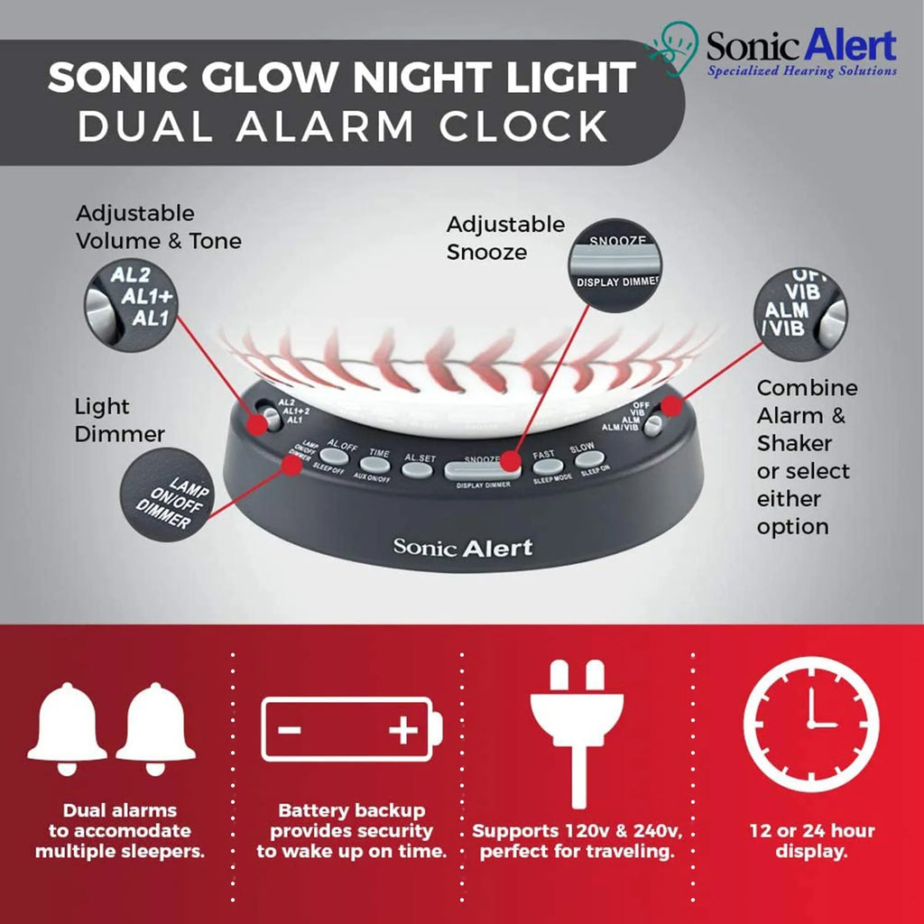 White Digital Alarm Clock with Bed Shaker Y4465