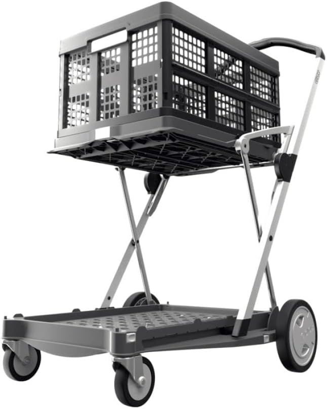 Pink Collapsible Shopping Cart with Storage Crate K534119