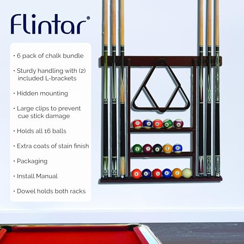 Wall Mount Cue Rack Solid Hardwood Q580759