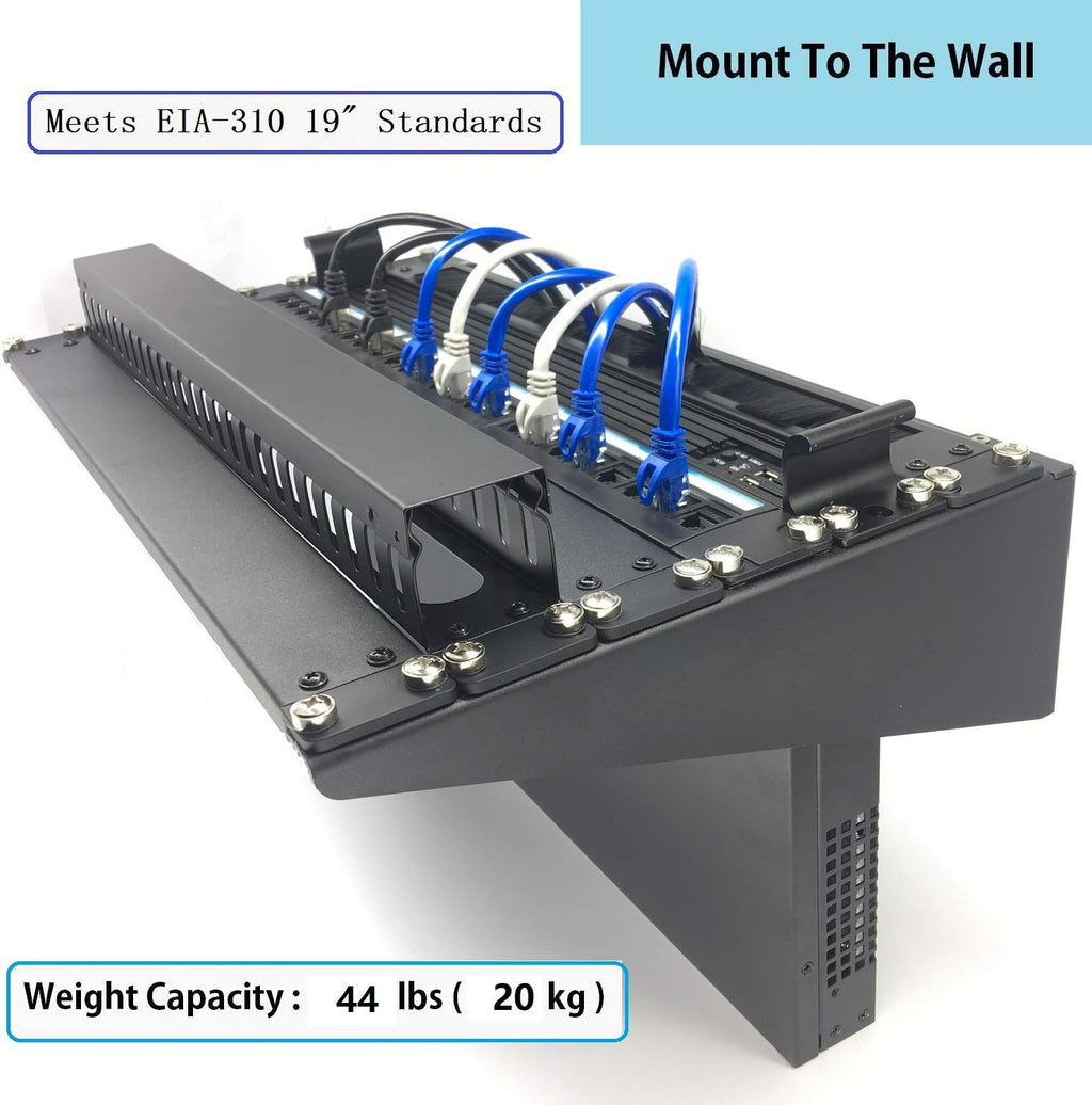 6U Folding 19 Inches Cold Rolled Steel Wall Mountable Vertical Rack Pack of 2 B158