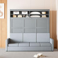 Queen Size Gray Wood Murphy Bed with Storage Shelves Z949647