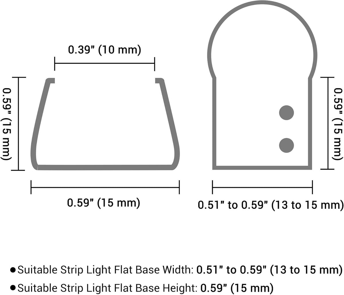 20Pcs Clear PVC Channel Mounting Holder for 9/16" LED Neon Flex Strip Light T87147