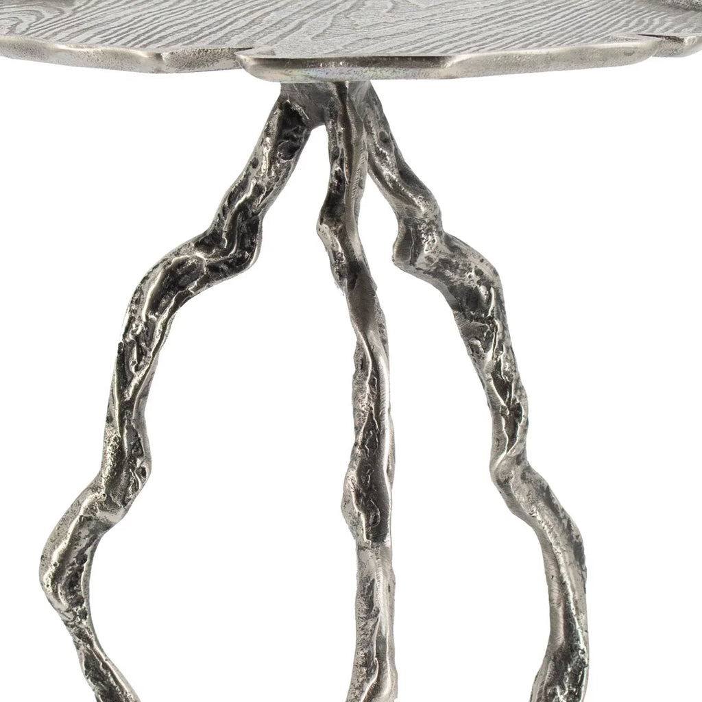 24 Inch Antique Silver Accent Table N40550