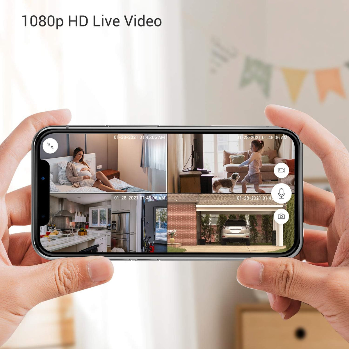 White 1080p 3 Pack Wireless Security Camera S38294