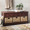Storage Bench with 3 Wicker Baskets and 3 Drawers B413