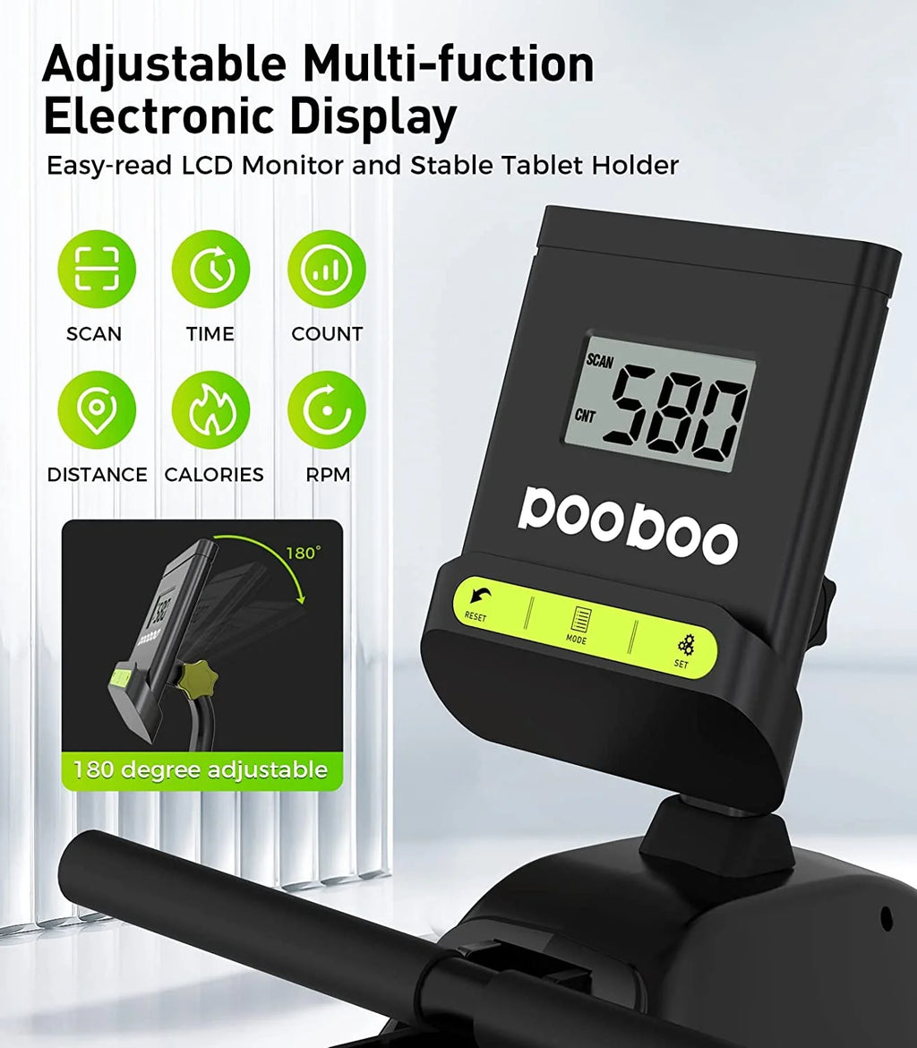 Magnetic Rowing Machine with LCD Monitor, Tablet Holder G3961