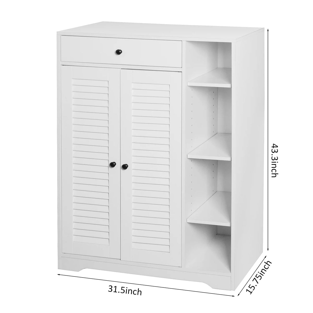 White Freestanding Shoe Rack Organizer with 2 Shutter Door N4769