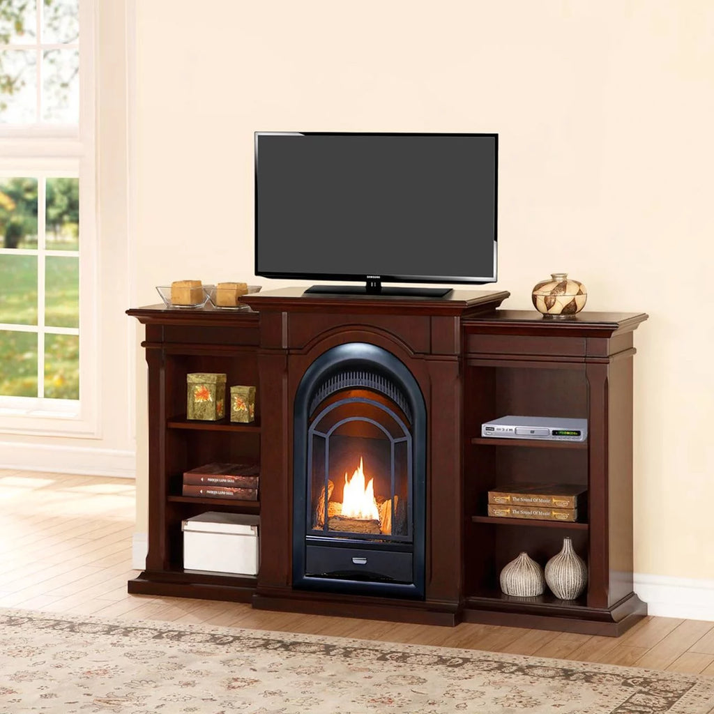Ventless Fireplace Insert with Mantel and Shelves E103