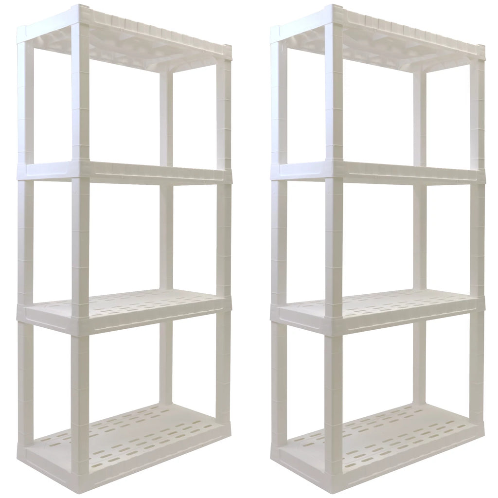 White 4 Shelf Plastic Storage Shelving Unit Pack of 2 X811999