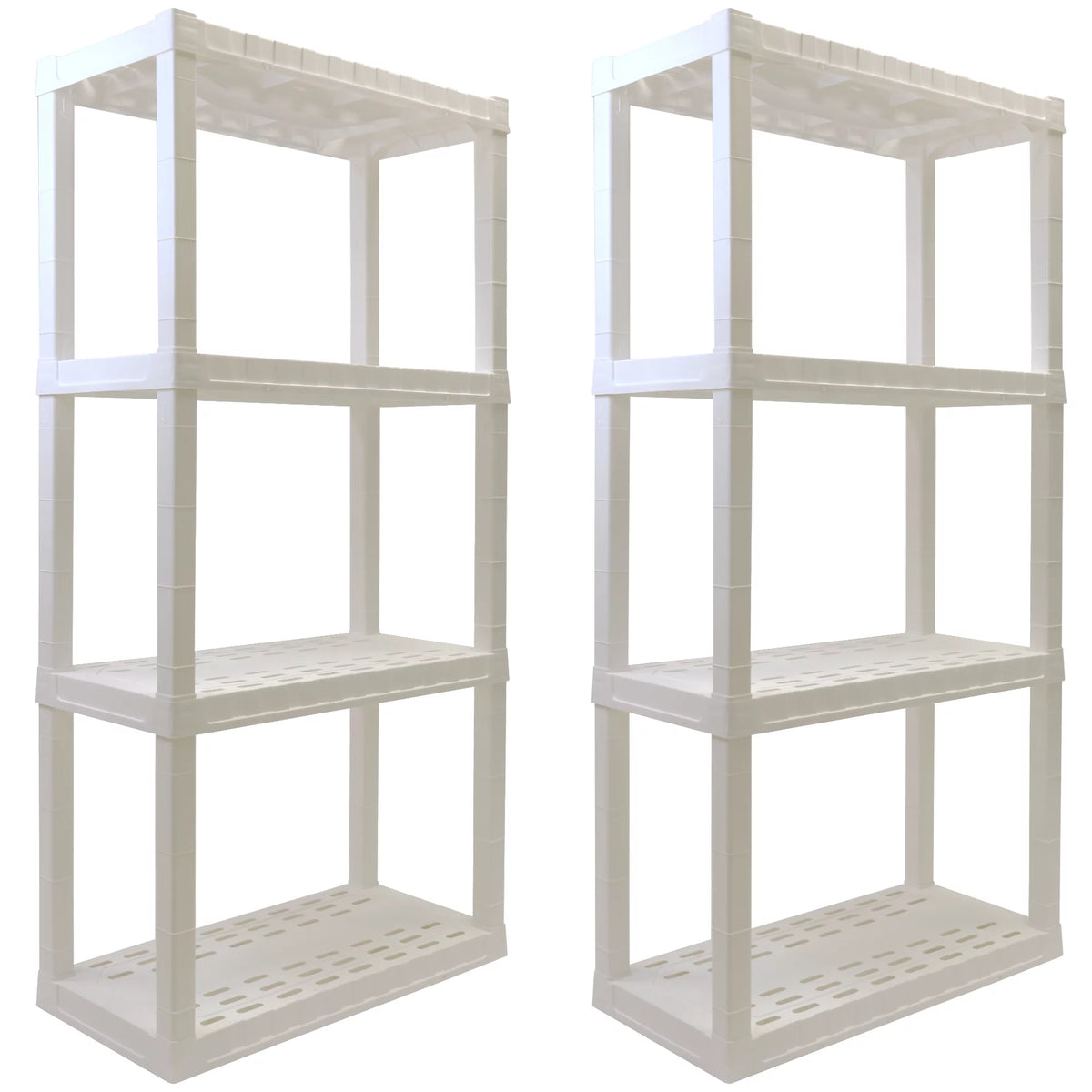 White 4 Shelf Plastic Storage Shelving Unit Pack of 2 X811999