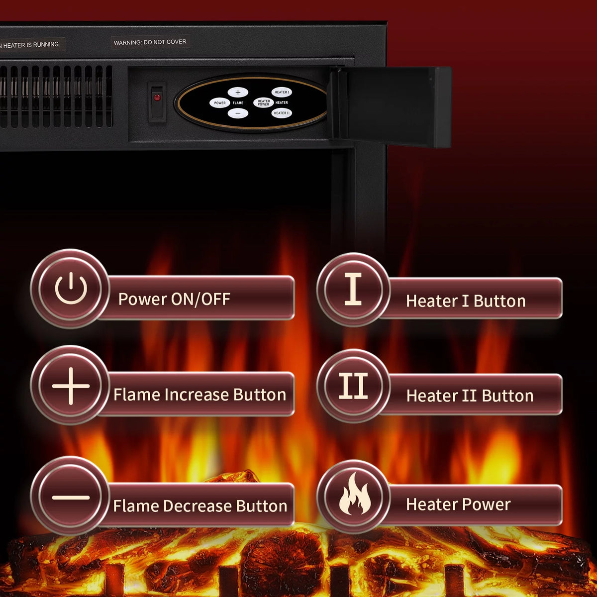 Wooden Frame Electric Fireplace with TV Stand R66872