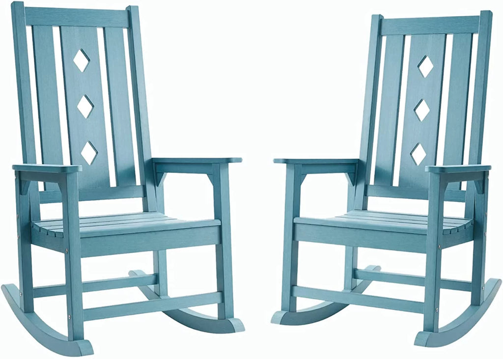 Oversized Weather Resistant Rocking Chair 350lbs Black J78741