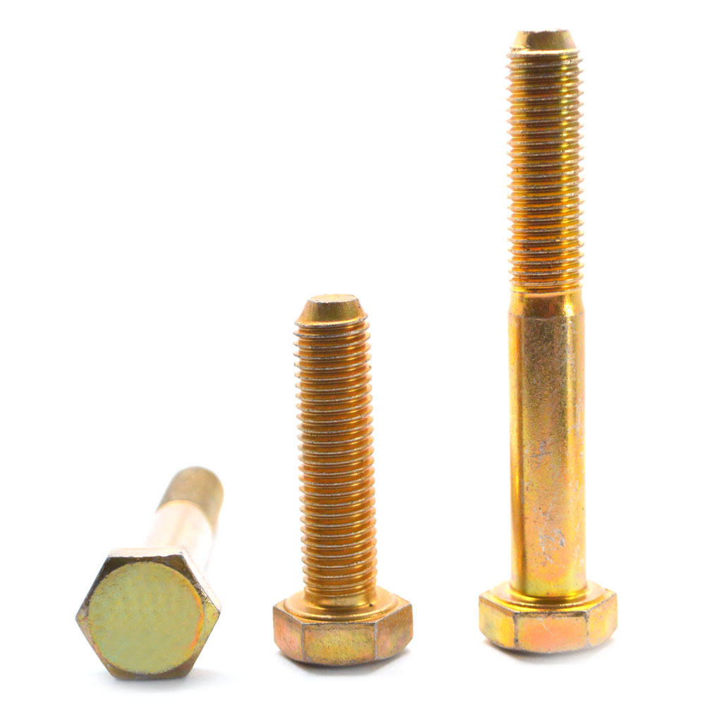 1/4-20 x 1 1/8 Coarse Thread Hex Cap Screw Yellow Zinc Plated Alloy Steel N9963