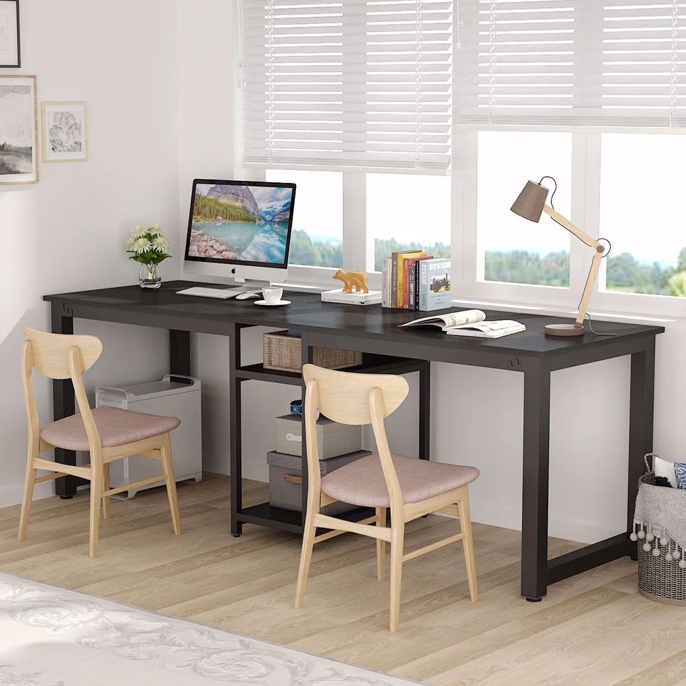 78 Extra Large Two Person Computer Desk with Shelf R88186