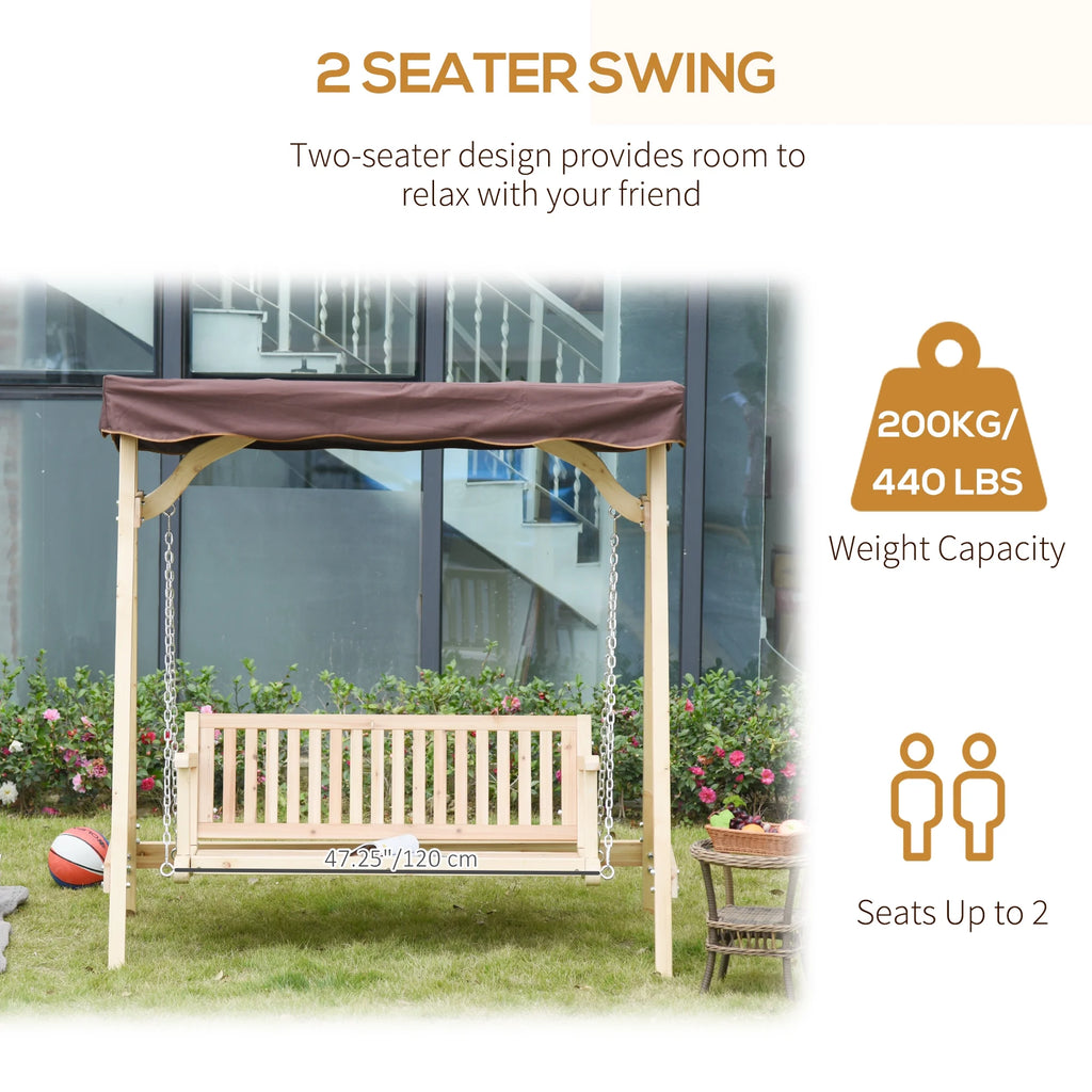 2-Person Outdoor Porch Swing with Wooden Stand X8201