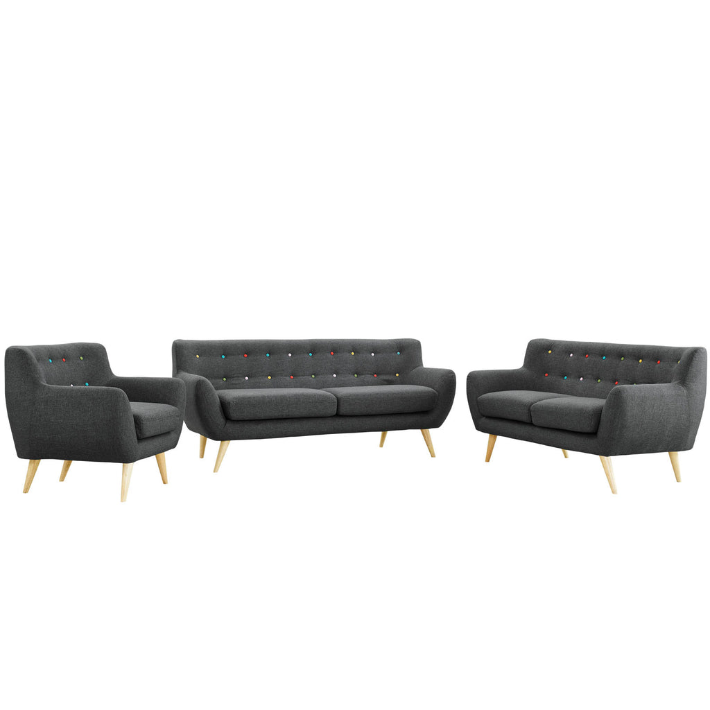 Grey Fabric Three PCS Living Room Set R927