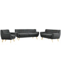 Grey Fabric Three PCS Living Room Set R927