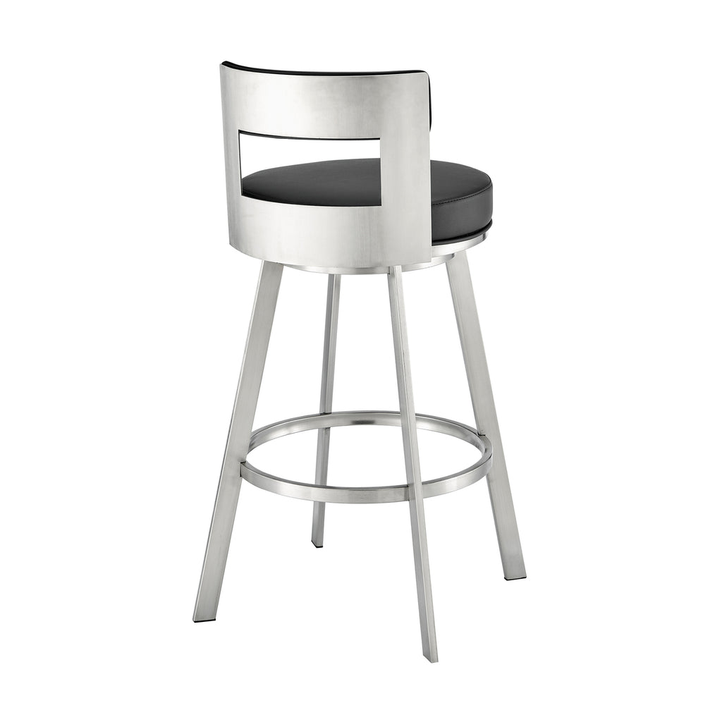 Swivel Faux Leather/Metal Counter Stool in Black/Chrome U5139