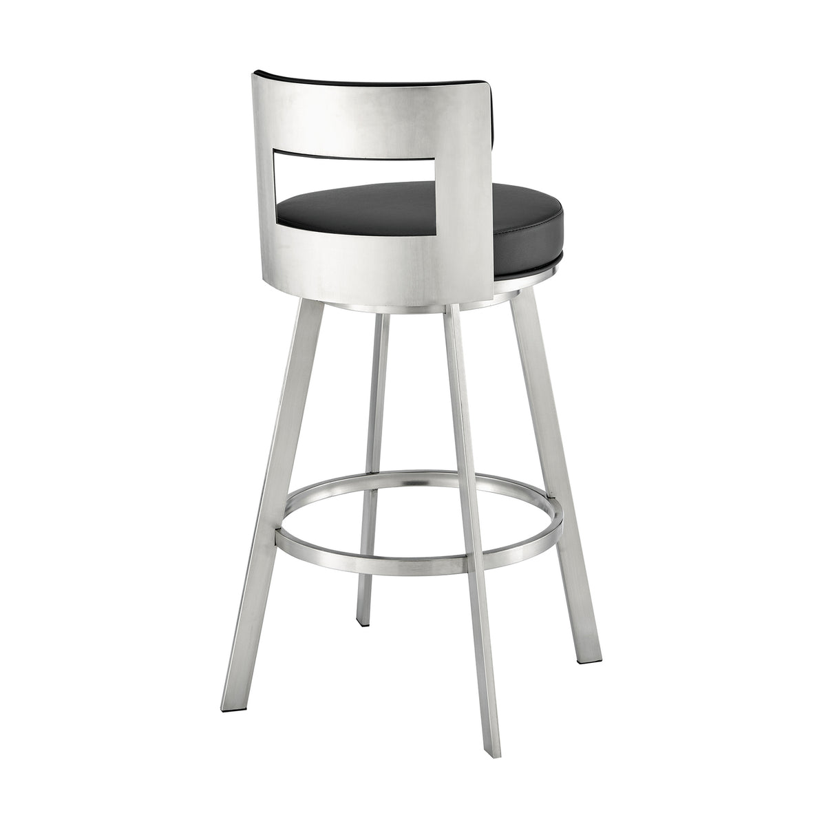 Swivel Faux Leather/Metal Counter Stool in Black/Chrome U5139
