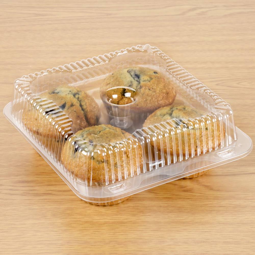 4 Compartment Clear Hinged Cupcake Container - 300/Case T929507