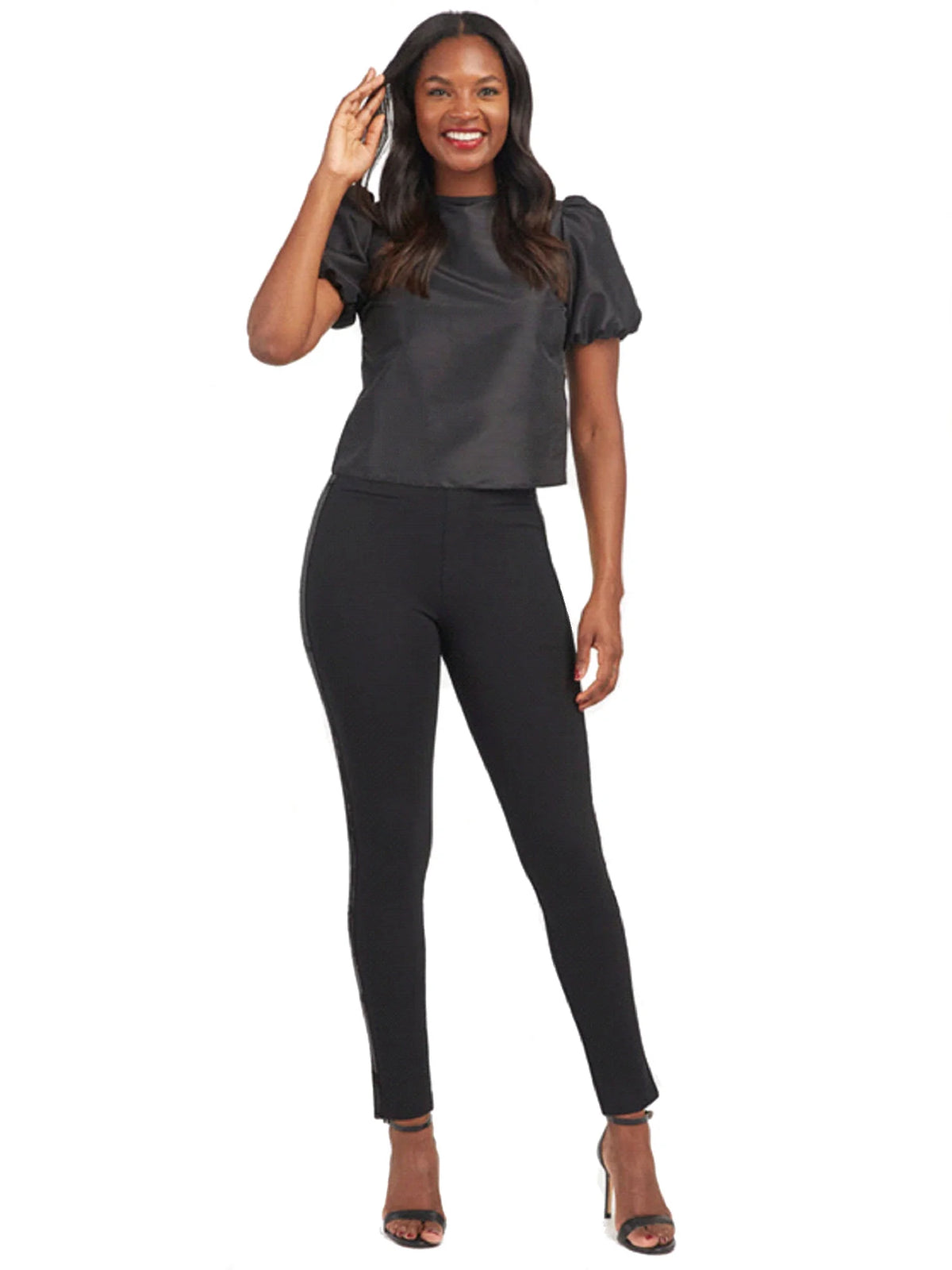 Ponte Skinny Pants with Sequin Tuxedo Legs N555
