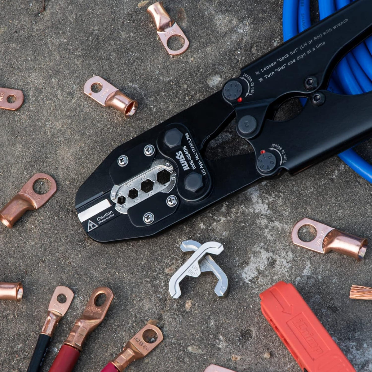 Battery Cable Lug Crimping Tool Set with Interchangeable Jaws for AWG 8-4/0 G2341