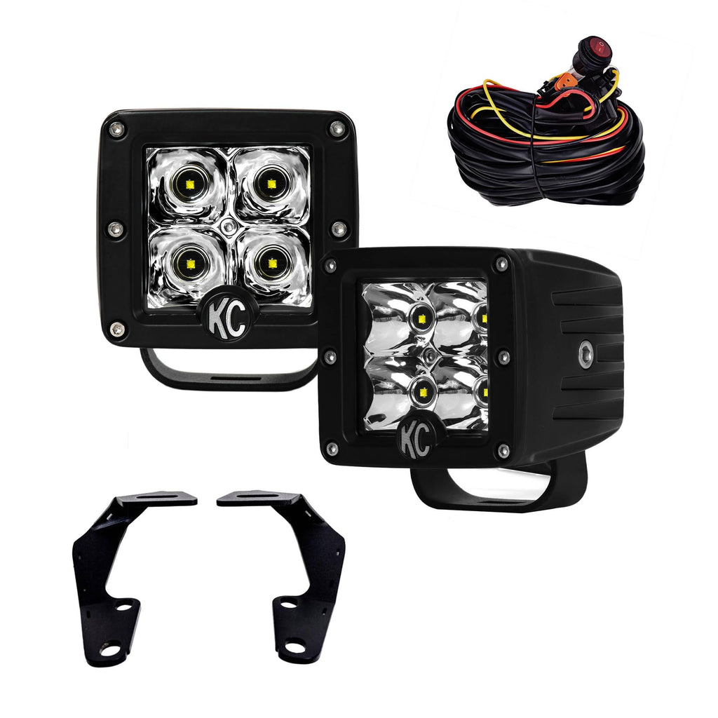 10-19 Toyota 4Runner Pillar/Ditch Mount Light Kit w/3in. C3 LED Spot Beam Lights Y18554