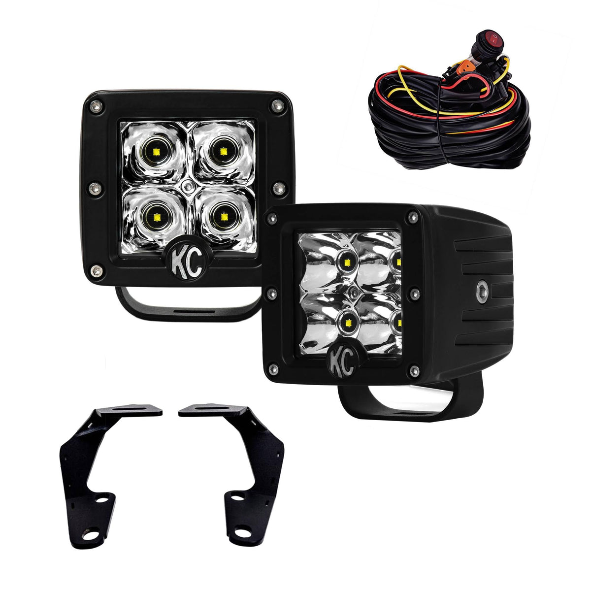10-19 Toyota 4Runner Pillar/Ditch Mount Light Kit w/3in. C3 LED Spot Beam Lights Y18554