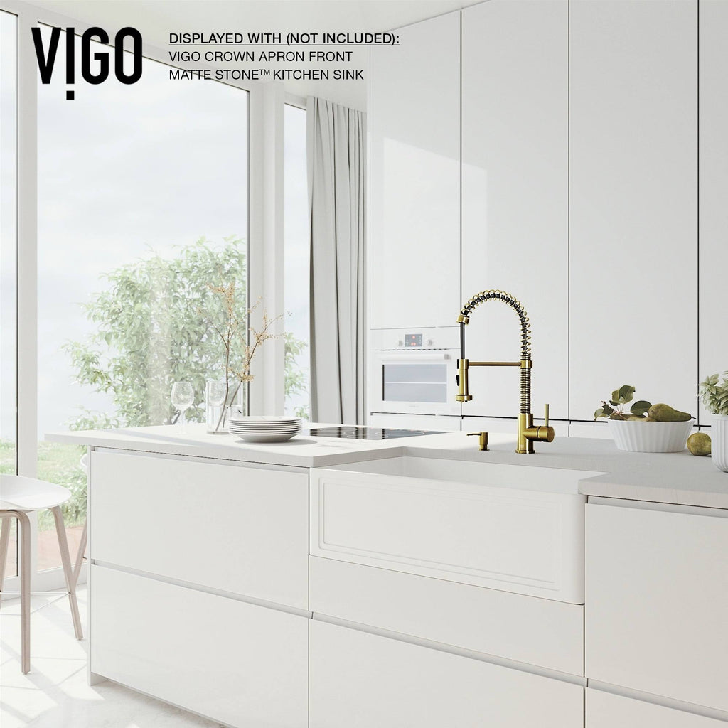 Matte Gold Pull-Down Kitchen Faucet with Soap Dispenser P395677