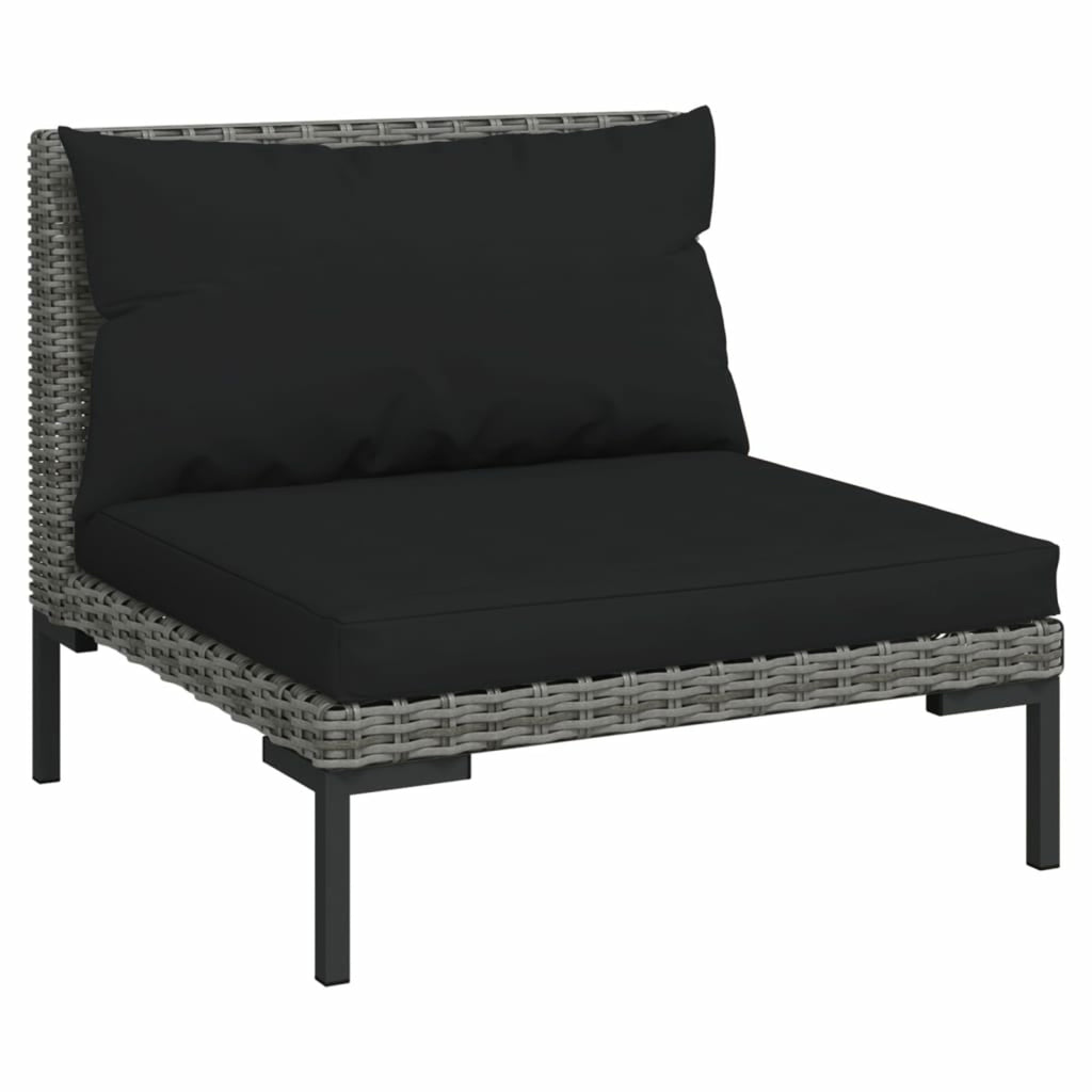 4 Piece Poly Rattan Outdoor Sectional Sofa Set with Cushions Steel Frame V5566