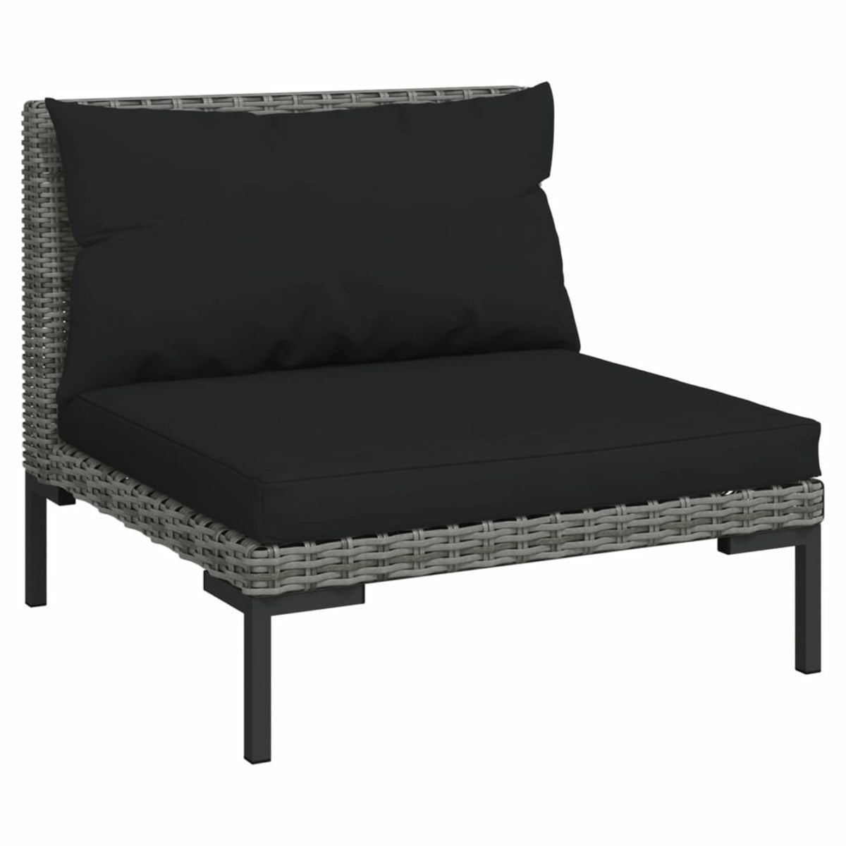 4 Piece Poly Rattan Outdoor Sectional Sofa Set with Cushions Steel Frame V5566