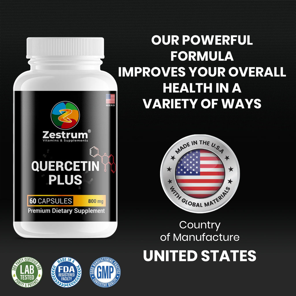 Zinc Quercetin Bromelain 60 Vegetarian Capsules 800 mg F3420