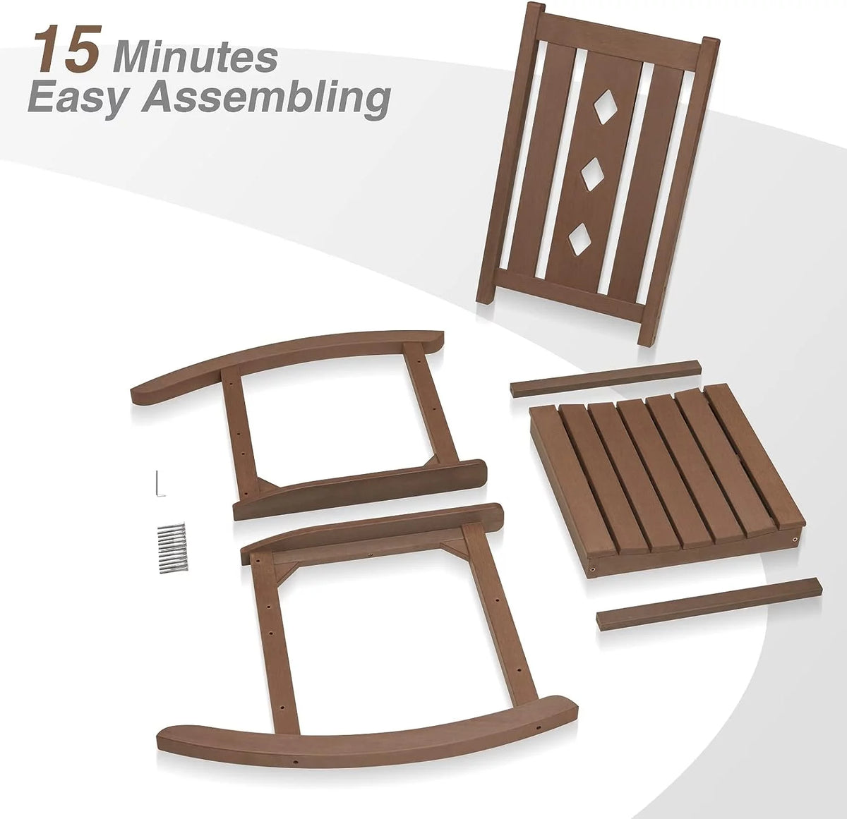 Oversized Weather Resistant Rocking Chair 350lbs Black J78741