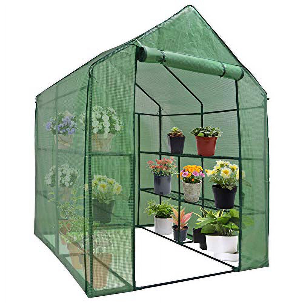 Walk-in Greenhouse with PE Cover and Zipper Door (8 Shelves) G506466