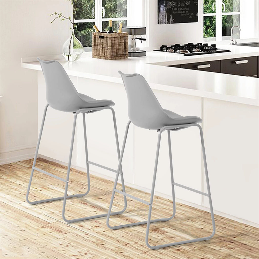 28" PU Leather Bar Stool Set of 2 with Backs V366263