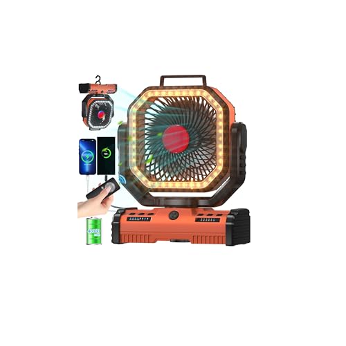 12 Inch 40000mAh Rechargeable Portable Oscillating Fan with LED Lantern G4152