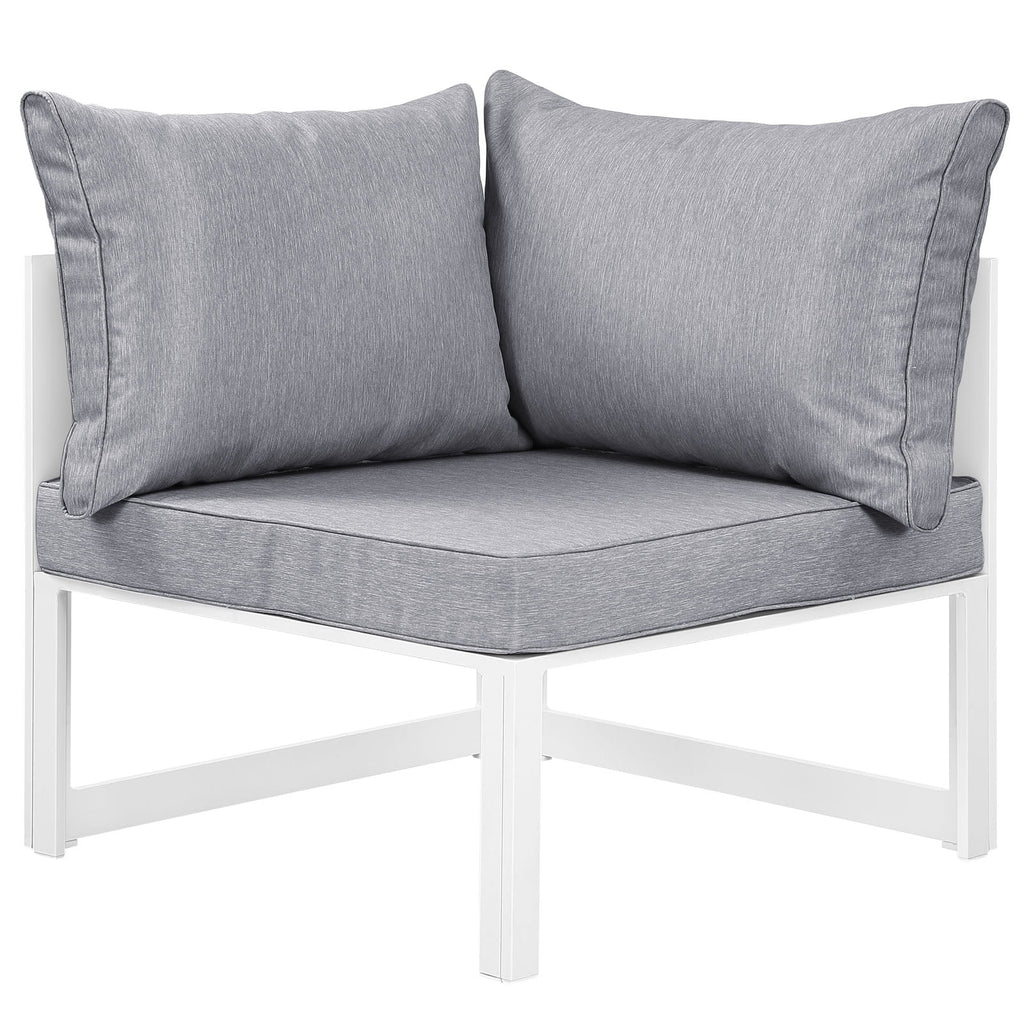 White Grey Fabric Outdoor Patio Sectional Sofa Set E385