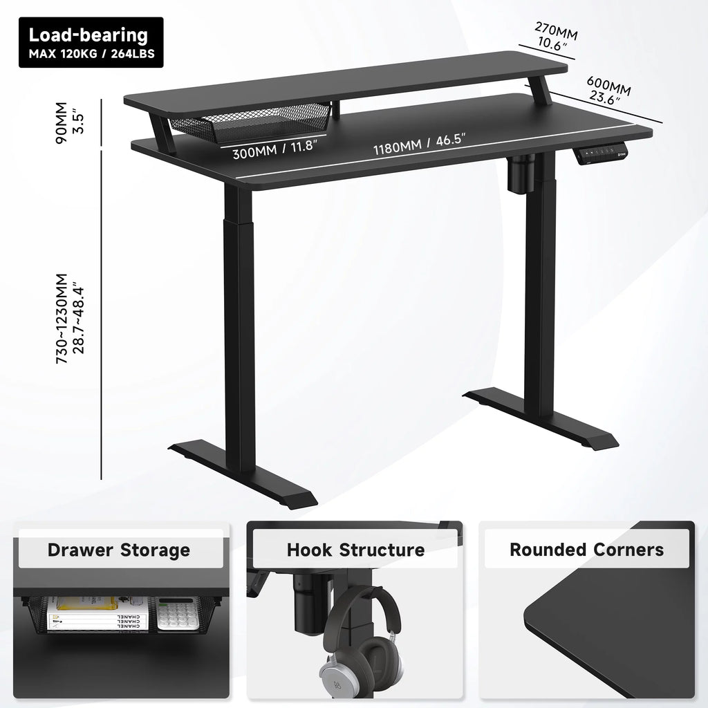 2 Tier Height Adjustable Electric Standing Desk Y649