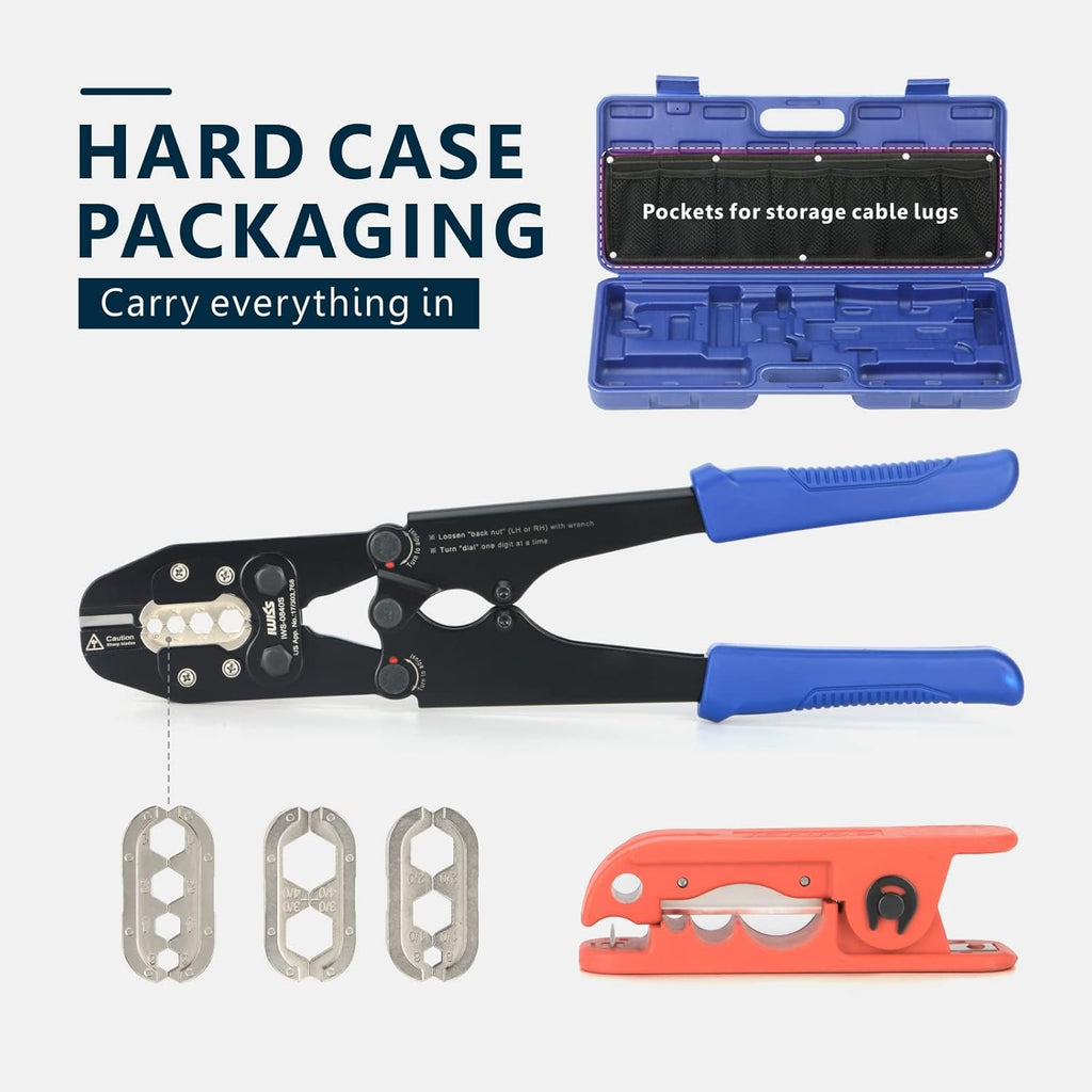 Battery Cable Lug Crimping Tool Set with Interchangeable Jaws for AWG 8-4/0 G2341