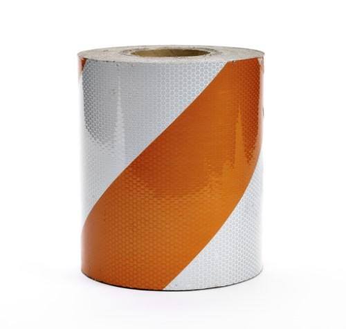 High Intensity Reflective Barricade Adhesive Tape, 50 yds Length x 8x22 Width, Orange/White Z172516