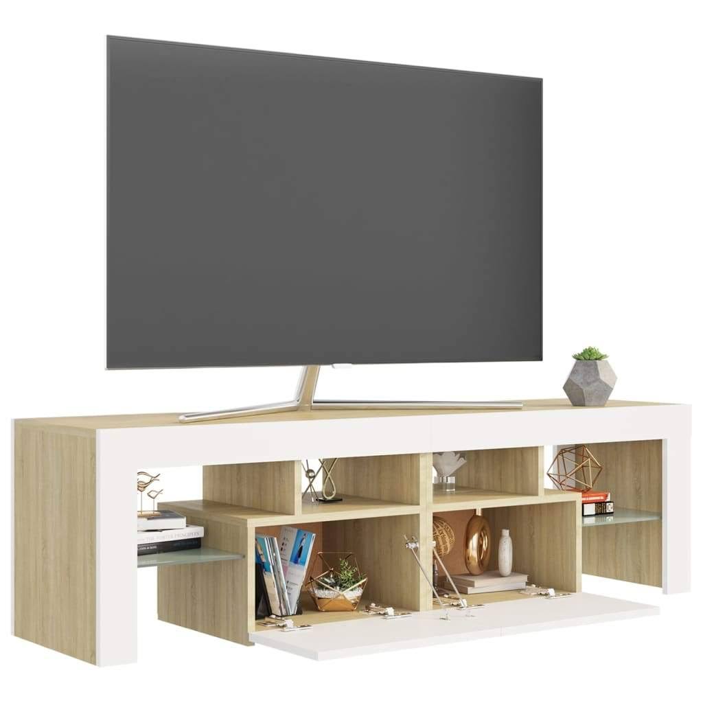 White Sonoma Oak TV Cabinet with LED Lights X630