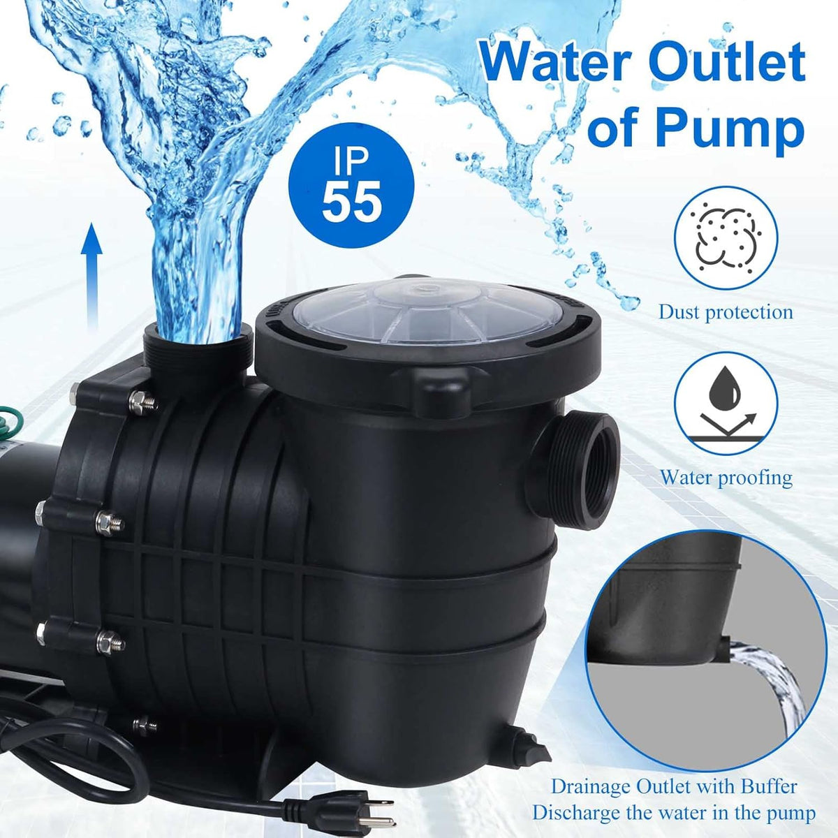 2HP Dual Volt Pool Pump with Strainer Y31002