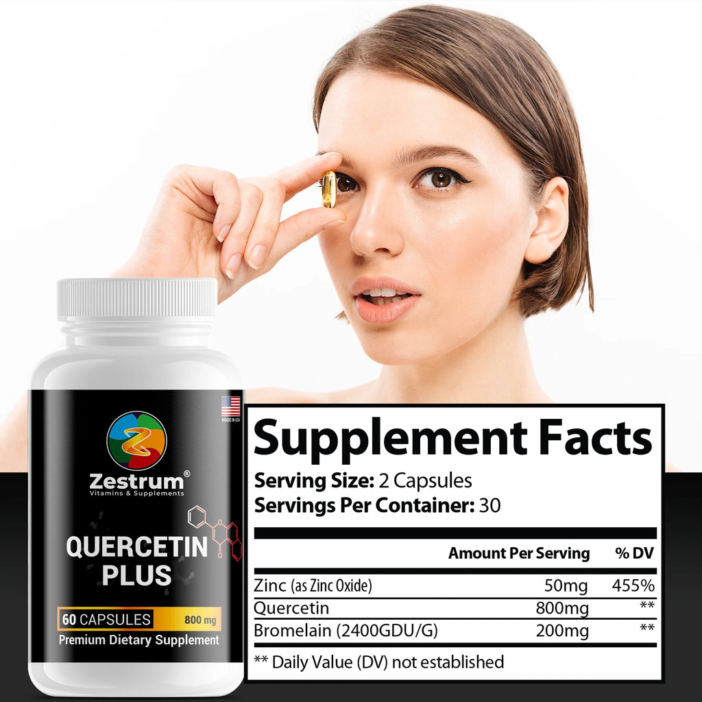 Zinc Quercetin Bromelain 60 Vegetarian Capsules 800 mg F3420