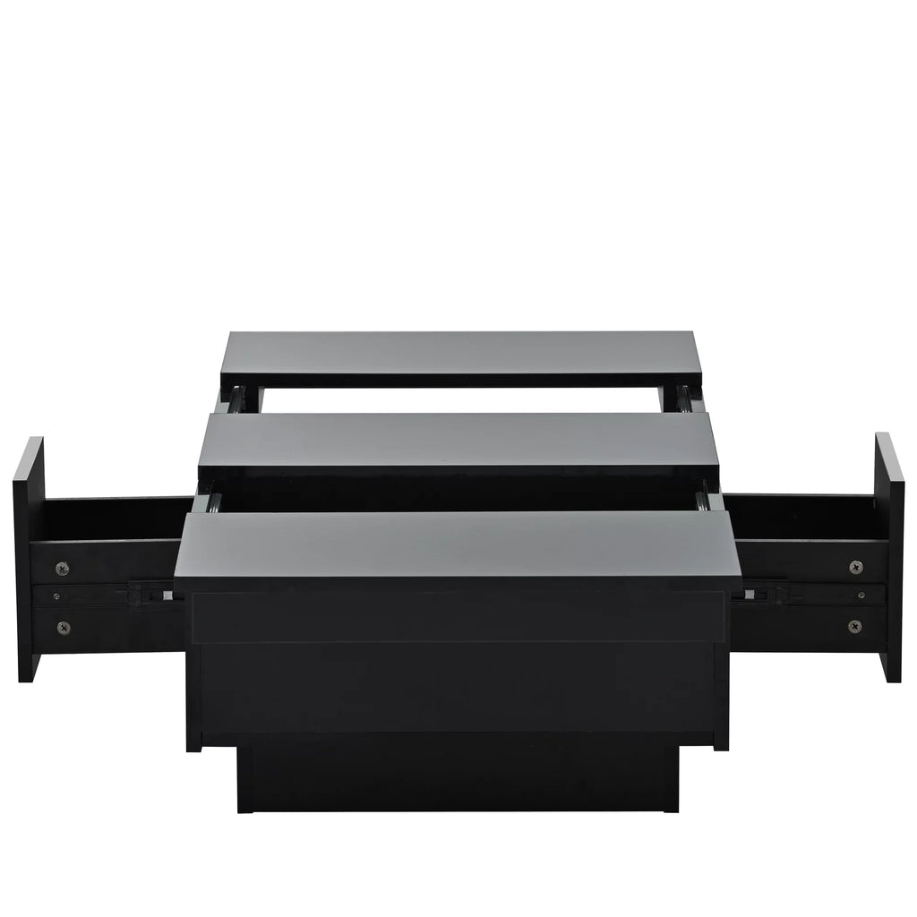 Black Extendable Coffee Table with 2 Drawers C76182