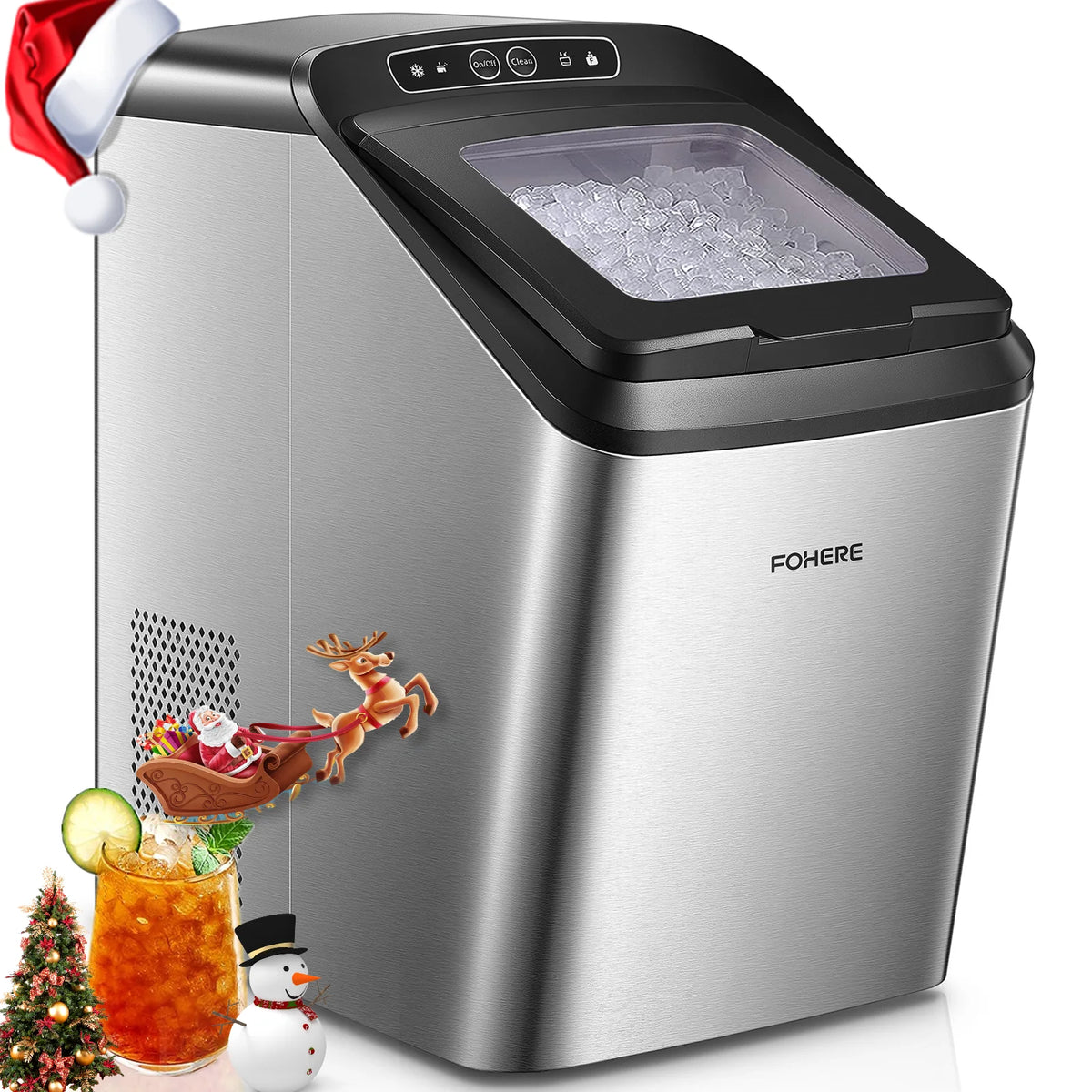 White Stainless Steel Nugget Ice Maker A719