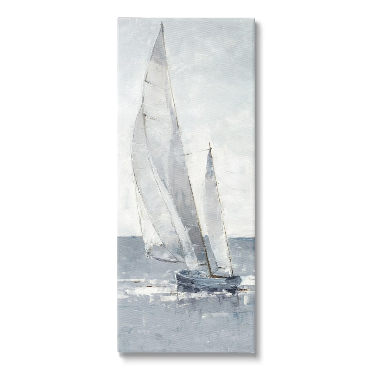 Grey Sailboat Nautical Abstraction Coastal Painting Gallery Wrapped Canvas Print Wall Art L358