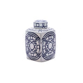 Blue & White Square Tea Jar H200