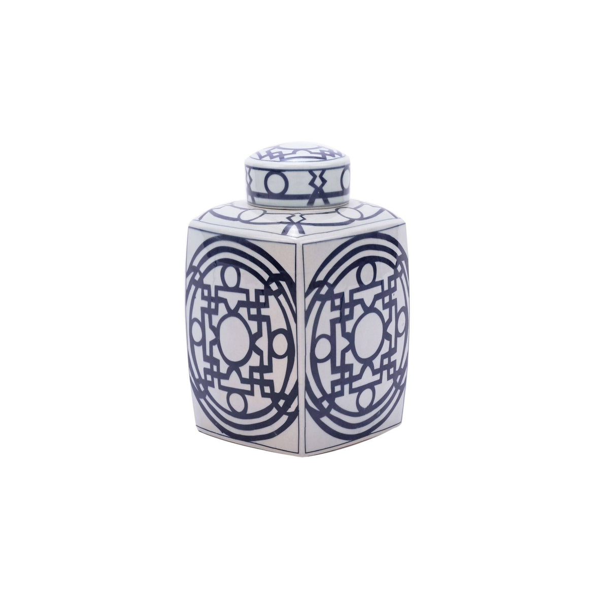 Blue & White Square Tea Jar H200