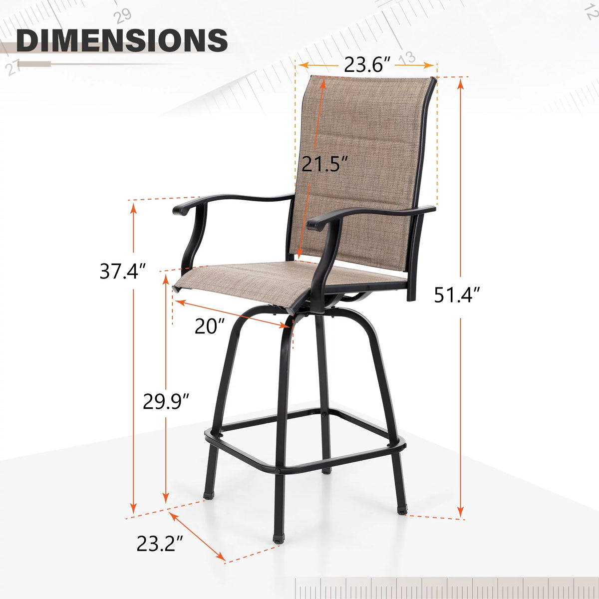 2Pcs Outdoor Metal Swivel Bar Stools O74733